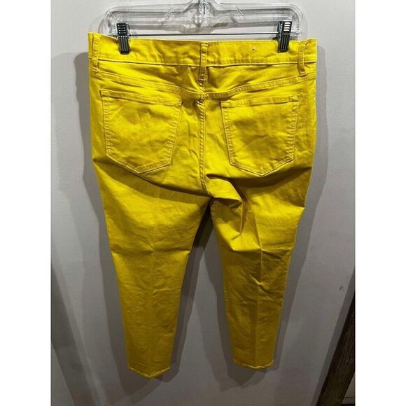 Old Navy Jeans Women's Size 14 Yellow Rockstar Straight Mid Rise Denim - Picture 2 of 8